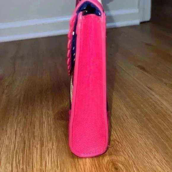 Mud Pie Stripe Straw Scalloped Clutch - Picture 6 of 7